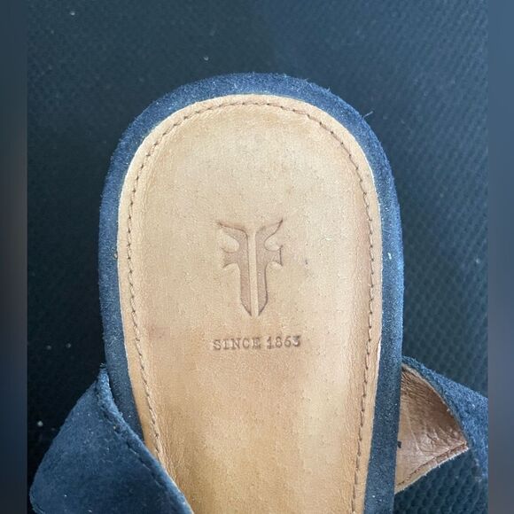 FRYE BLAIR SIDE WOMENS BLUE BROWN SUEDE GLADIATOR SANDALS SHOES SZ 7.5 - Picture 5 of 8